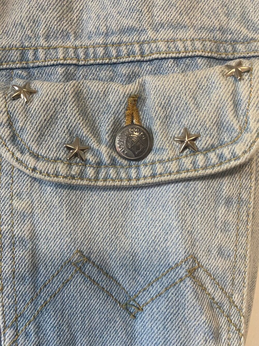 1980's/90's Vintage D'mode Classix Studded Frayed Denim Romper Light Wash 5 - Picture 6 of 16